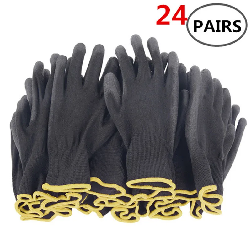 

Перчатки из нейлона и полиуретана для ремонта, защитные специальные перчатки с покрытием ладонью для столярных работ, 12 пар по 24 пары