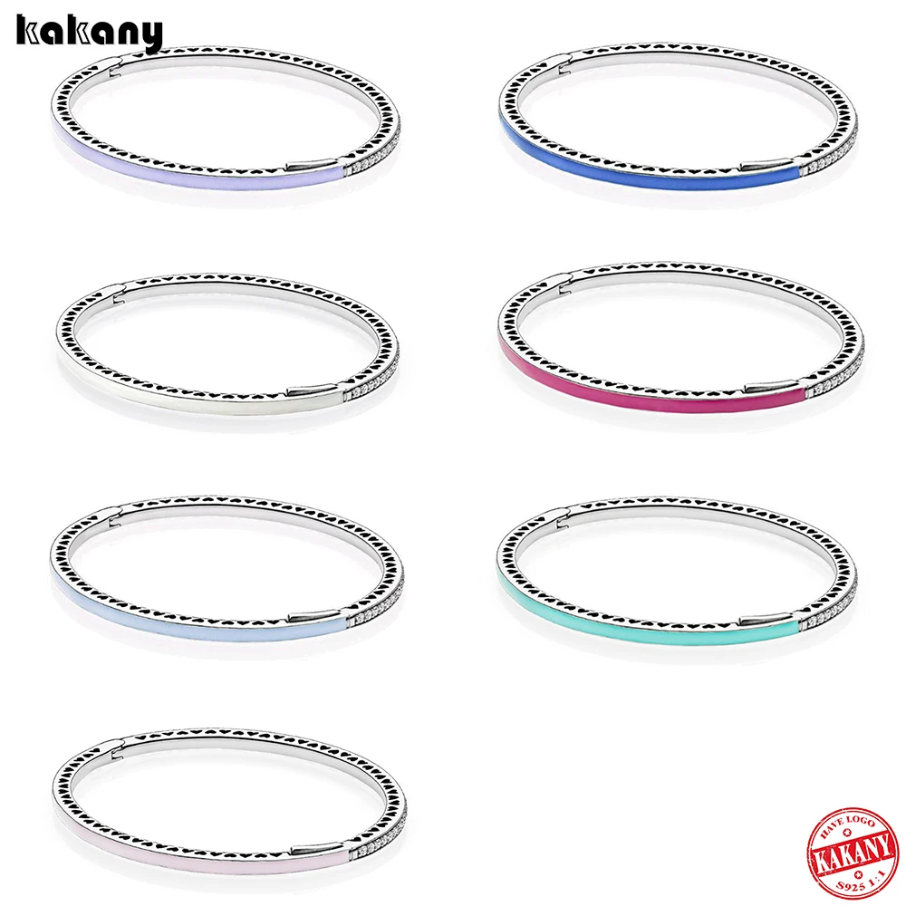 

S925 Sterling Silver Bracelet Bangle 7color Multiple Choice Fits European Bracelet Style Jewelry Charms And Beads Gift