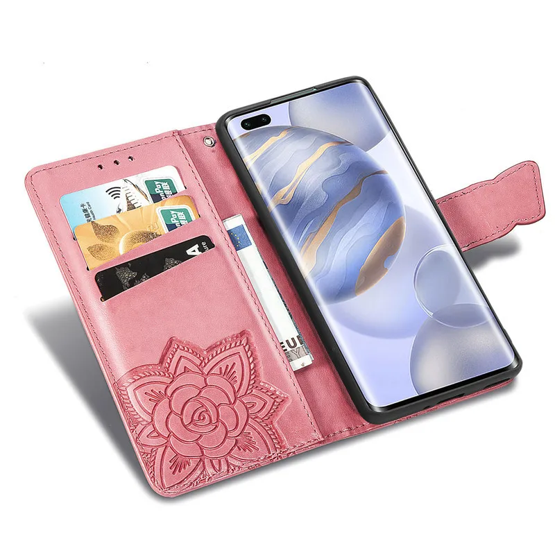 

Honor 30Pro Plus Butterfly Case on for Etui Huawei Honor 30 Pro Plus + Case 3D Embossed Leather Flip Cover Huawei Honor 30S Casa