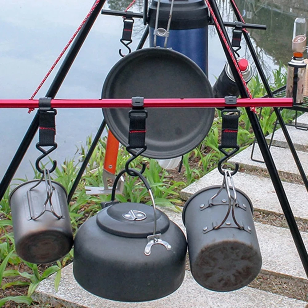 

5pcs Triangular Hooks Camping Pot Pan Cookware Lamp Cloth Holder Nylon Hanging Racks for Outdoor Hiking Accessories