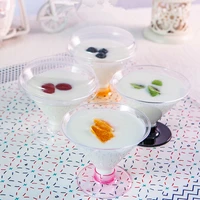 50pcs 150ml hard plastic aviation cocktail cup diy baking pudding cake box party disposable transparent dessert cup with lid