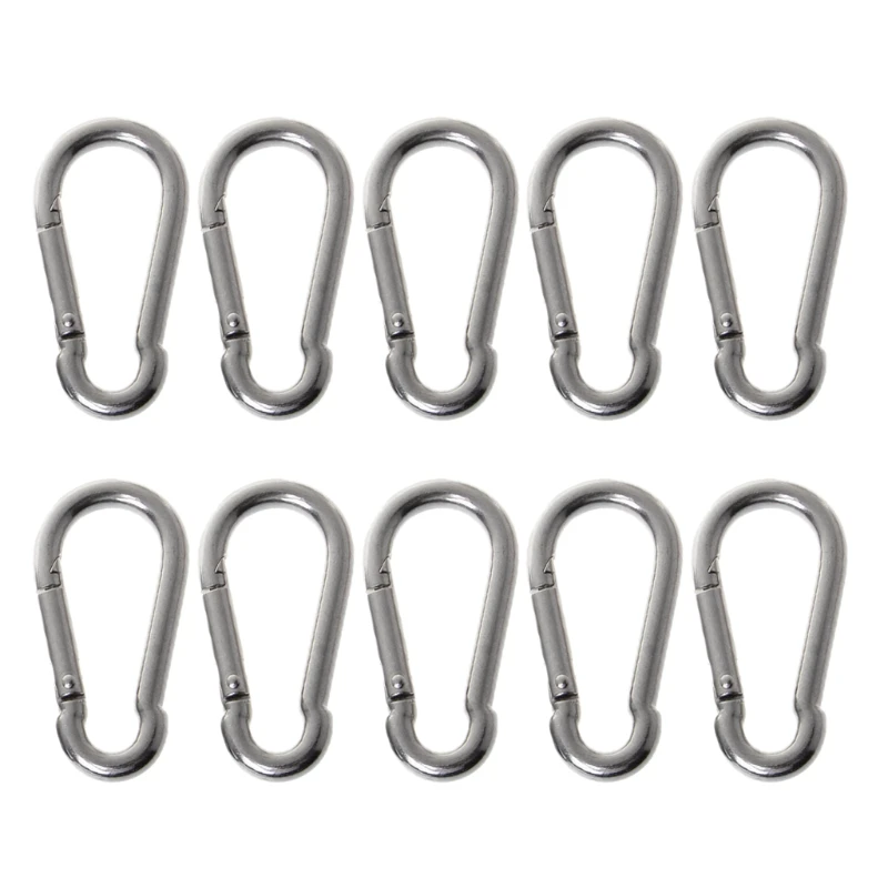 

10pcs 304 Stainless Steel Spring Snap Hook Carabiner Chain Buckle for Outdoor