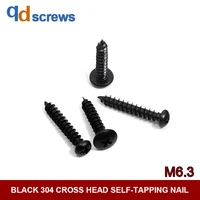 black oxide 304 m6 3 cross recessed pan head tapping screws self tapping phillip round screw gb845 din7981 iso 7049