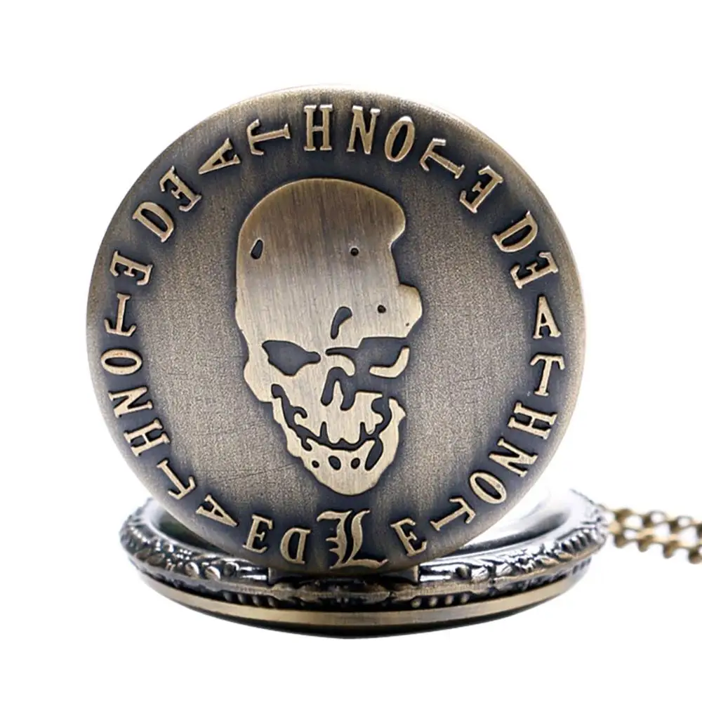 Часы из бронзы и кварца с черепом подвеской в японском стиле подарочные