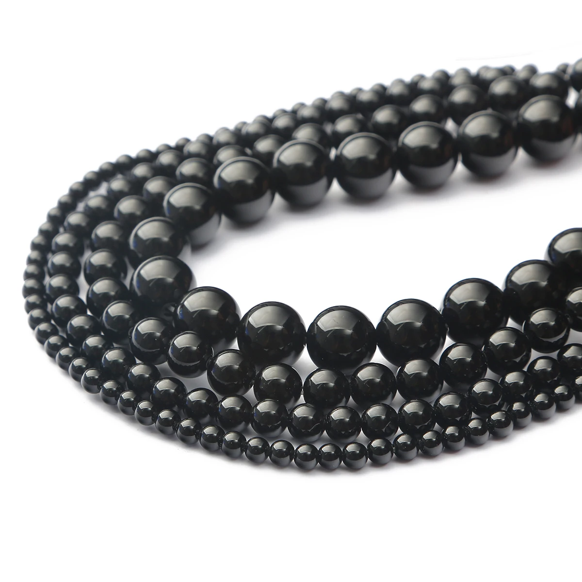 

Черный бисер в-образной горловиной естественный черный Агат Оникс Камень Бисер 4/6/8/10/12 мм Гладкие Круглые бусины для изготовления ювелирных...