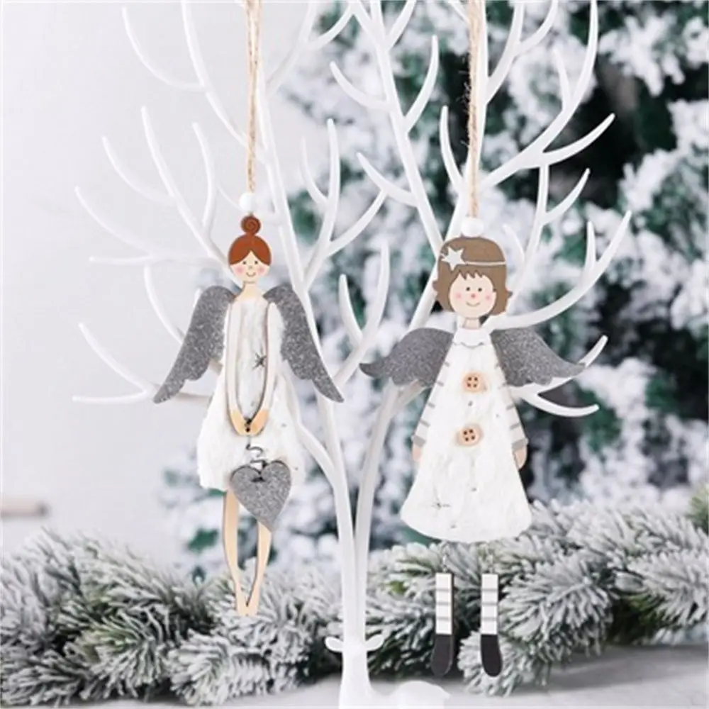 

Doll Gift Christmas Wooden Angel Pendant For Home Decoration Accessories Room Decor New Year 2022 Festive Party Supplies Garden