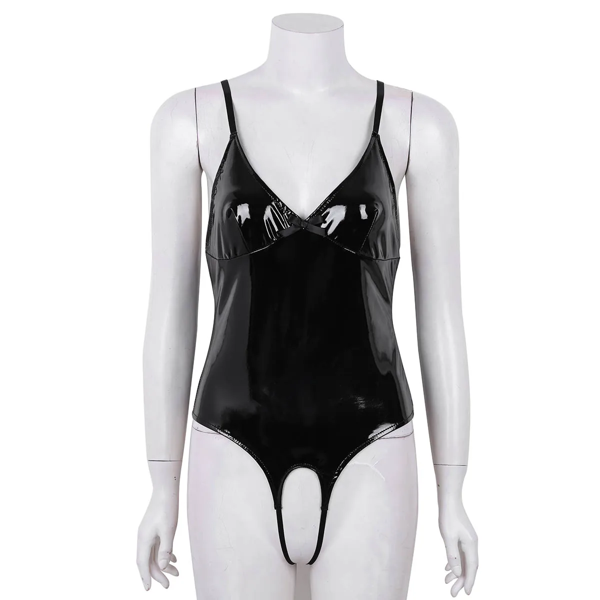 Женское нижнее белье облегающий костюм Femme с открытой промежностью латексные