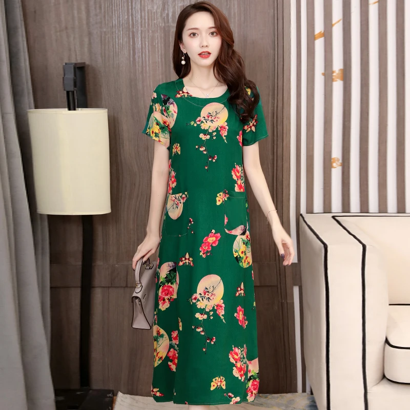 

ISENMAL Plus Size XL-6XL Women Summer Long Dress Casual Short Sleeve Polka Dot Dress Party Dress Elegant O Neck Sundress Robe