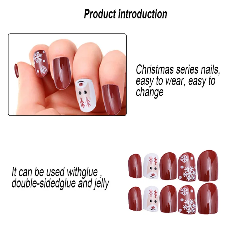 Элегантная Рождественская вечеринка дизайн ногтей Мультфильм рождественские