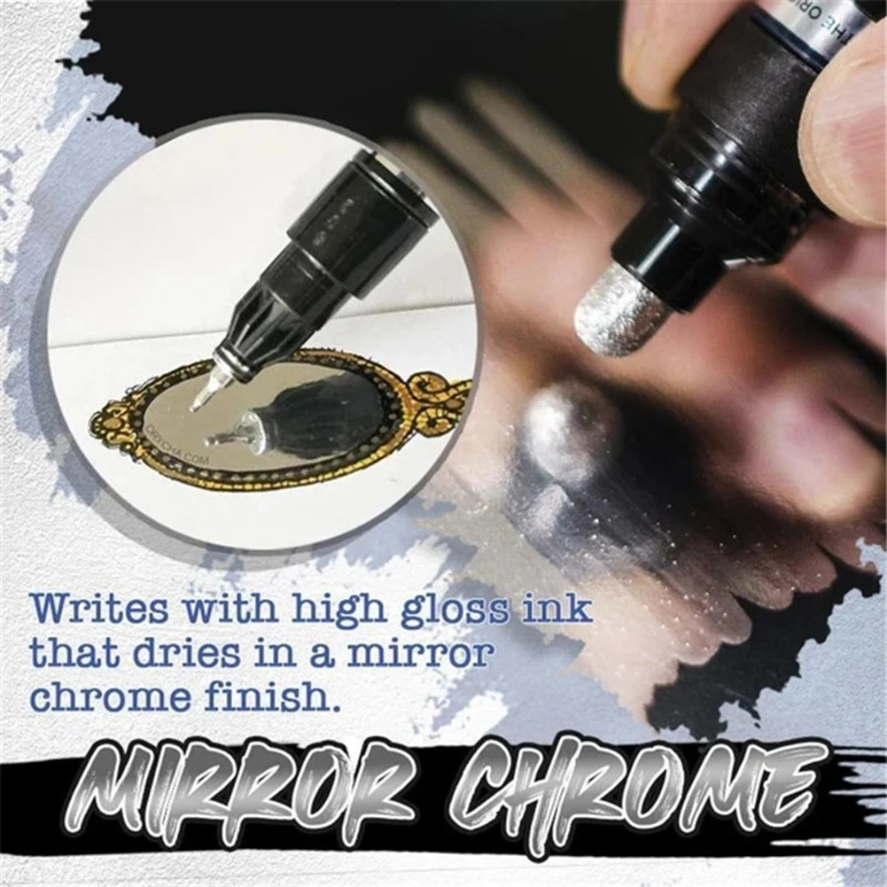 

DIY Liquid Silver Mirror Chrome Marker Pen Waterproof Reflective Pen Permanent Art Marker ​Student Supplies Craftwork Pen