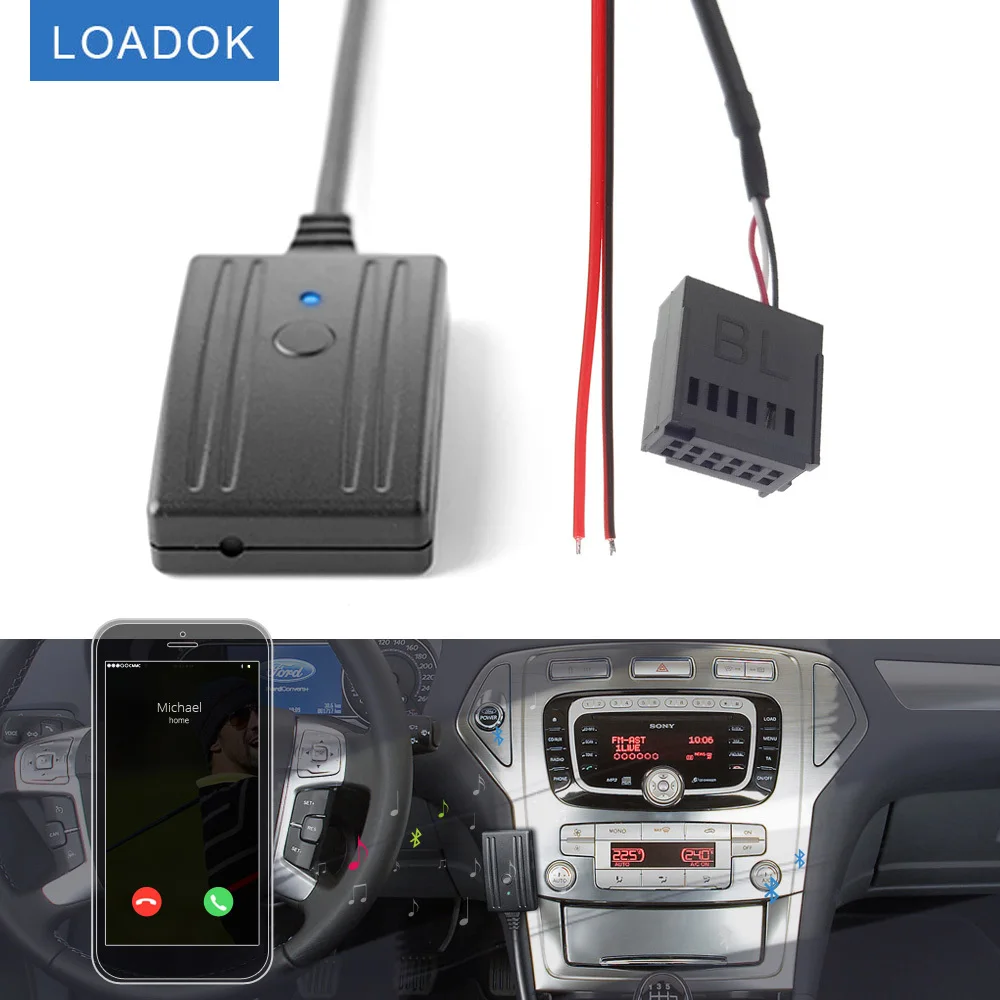 

Car Bluetooth 5.0 Kit Phone Call Handsfree 12Pin AUX Adapter for Ford Focus Mondeo CD 6000 6006 5000C MP3 Radio Stereo Audio MIC
