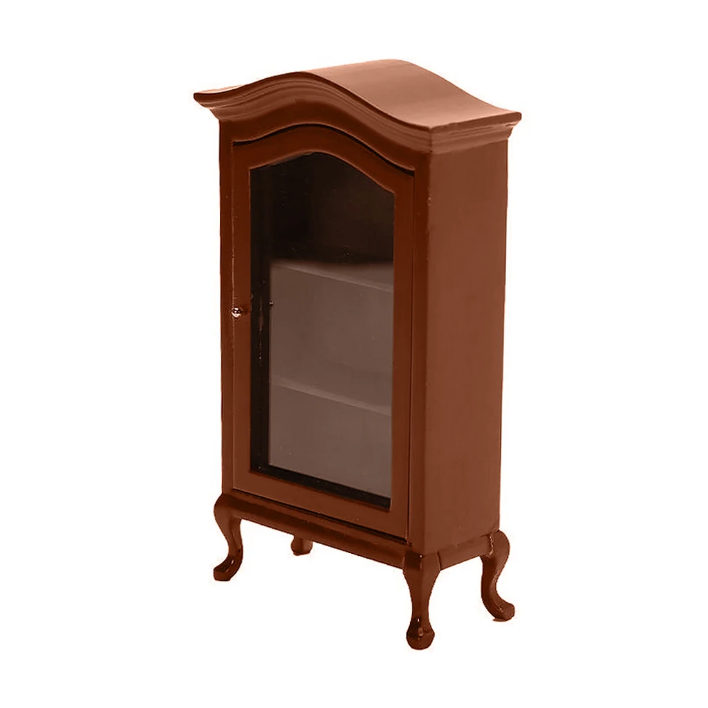 

1:12 Dollhouse Miniature Furniture Birch Wood Mini Wine Cabinet Toy Brown