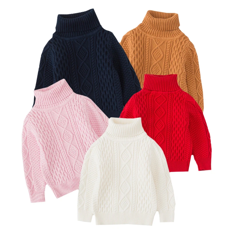 Осенние свитера для мальчиков и девочек 1 7 лет однотонные детские с высоким