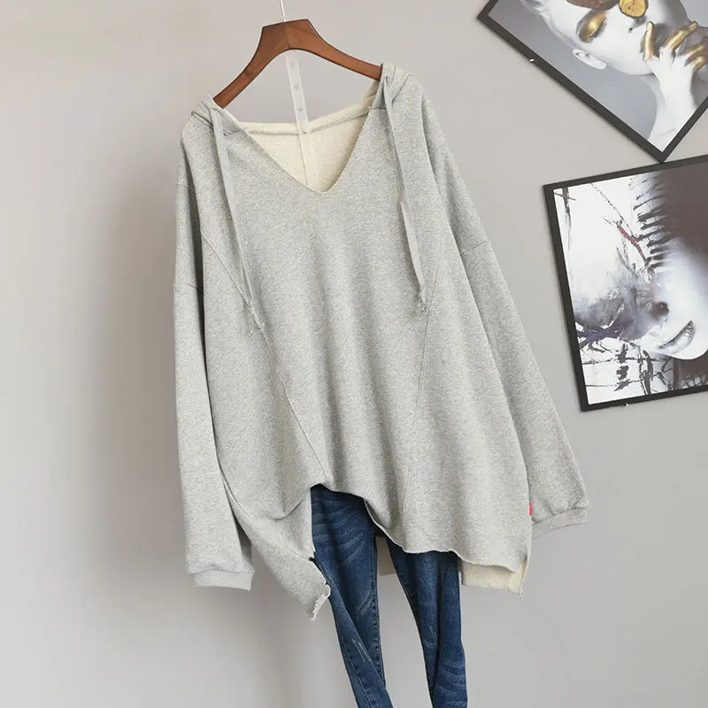 

2020 Autumn & Winter New Korean Arrival Simple Solid Loose Slim Hooded Hoody Casual Plus Size All-match Women Tops Free Shipping