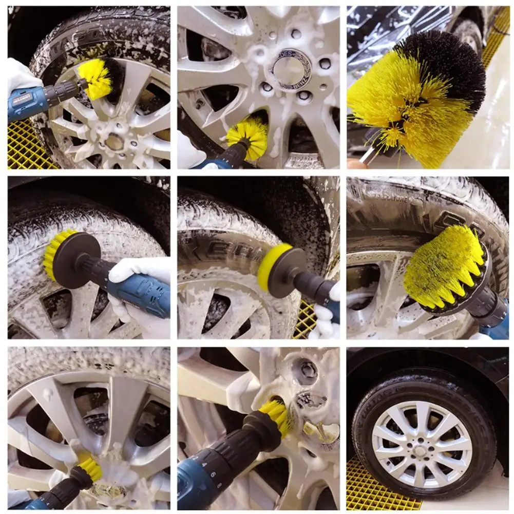 Щетка-скруббер электрическая 3 шт./компл. Набор щеток для дрели пластмассовая