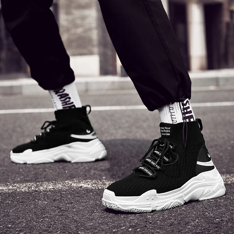 Brand Shark Sneakers Women Men High Top Breathable Winter Warm Flats Platform Plush Shoes Chunky Size35-47 | Обувь