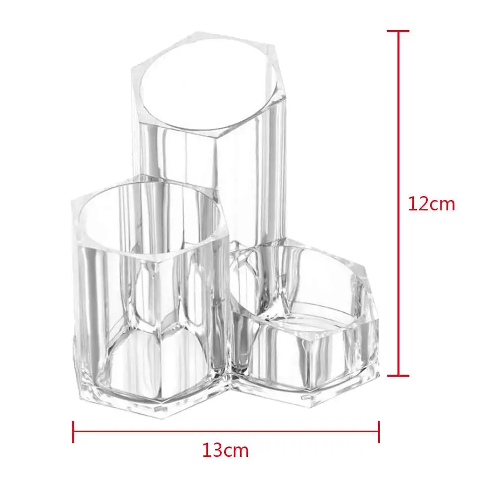 

Clear Makeup Brush Holder Organizer 3 Slot Acrylic Cosmetic Brushes Storage Suitable For Makeup Brush Storage Pen Holder