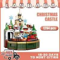 lanbaba blocks christmas 2021 castle music box building blocks 1294pcs diy plastic model kit construction set for children 18020