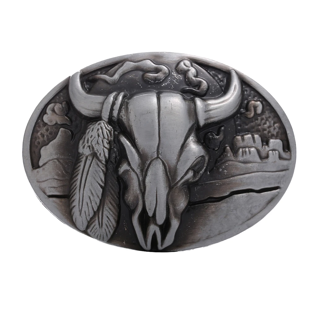 Western Belt Buckle Replacement - Engraved Bull Head Oval Cowboy | Аксессуары для одежды