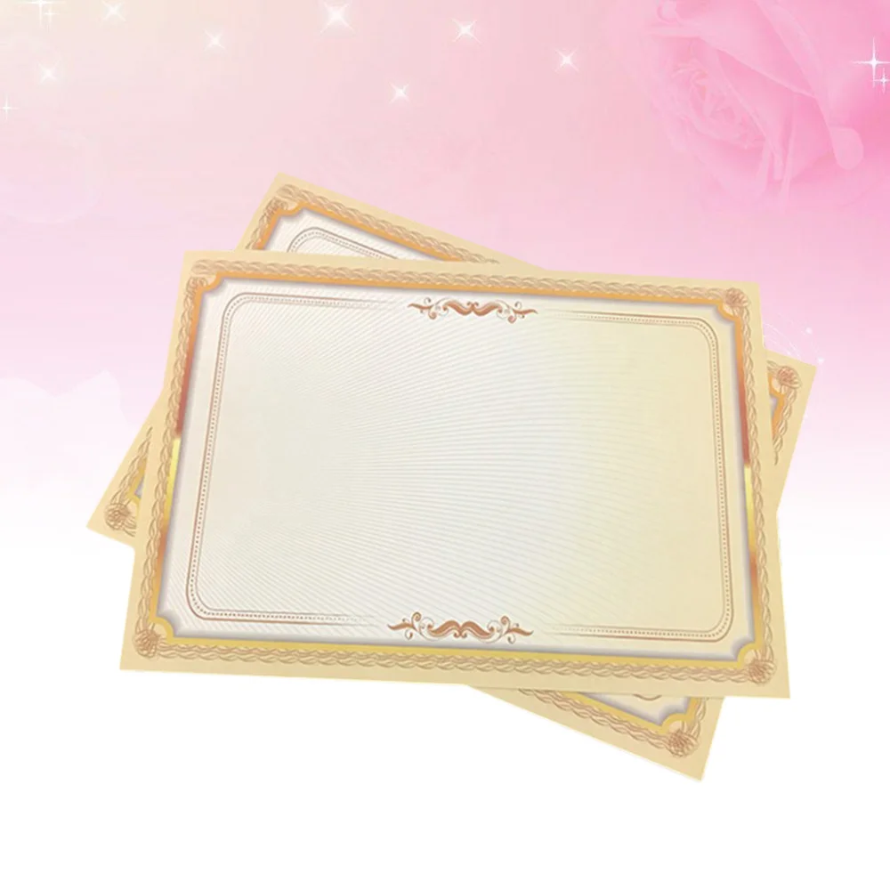 

20pcs A4 Horizontal and Vertical Gradient Gold Border Certificate Paper