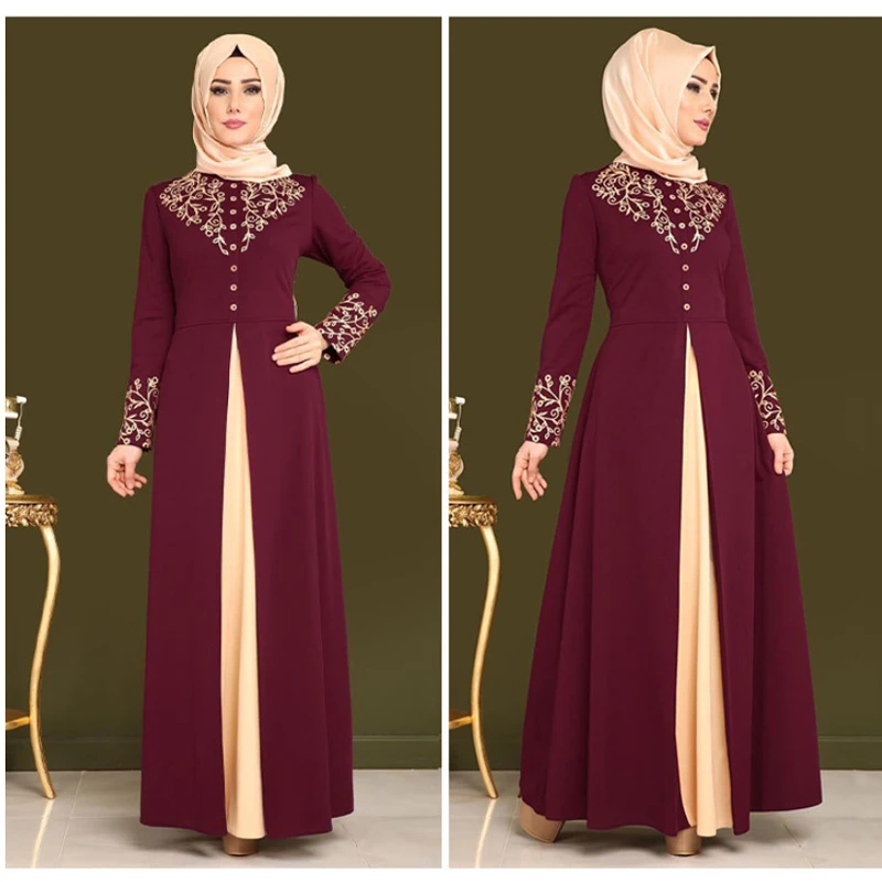Женская длинная трапециевидная юбка, элегантная мусульманская юбка с вышивкой, банкетное платье, Женская юбка с аппликацией Дубая