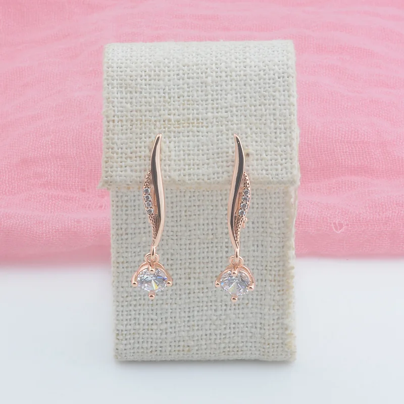 Женские серьги подвески из розового золота 585 пробы|Серьги-подвески| |