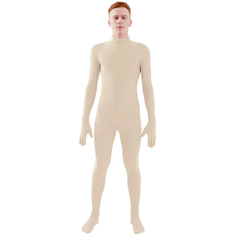 Nude Ensnovo, мужской костюм из лайкры и спандекса, водолазка, костюм для йоги, Одежда для танцев, цельный костюм на заказ, костюм для костюмированной вечеринки - Цвет: Nude