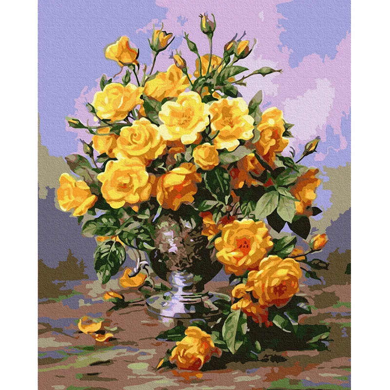 Paintmake DIY живопись по номерам без рамки цветная картина с цветами на холсте для