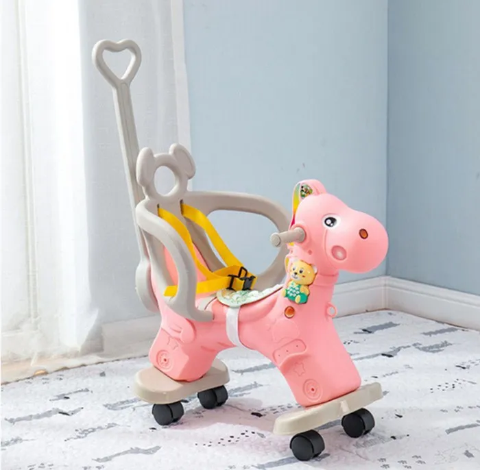 Дети Сияющие 2 в 1 животные качающиеся лошади Детские лошади Stroller1-6Y многофункциональные кресла-качалки Троянские игрушки для детского подарка - Цвет: Белый