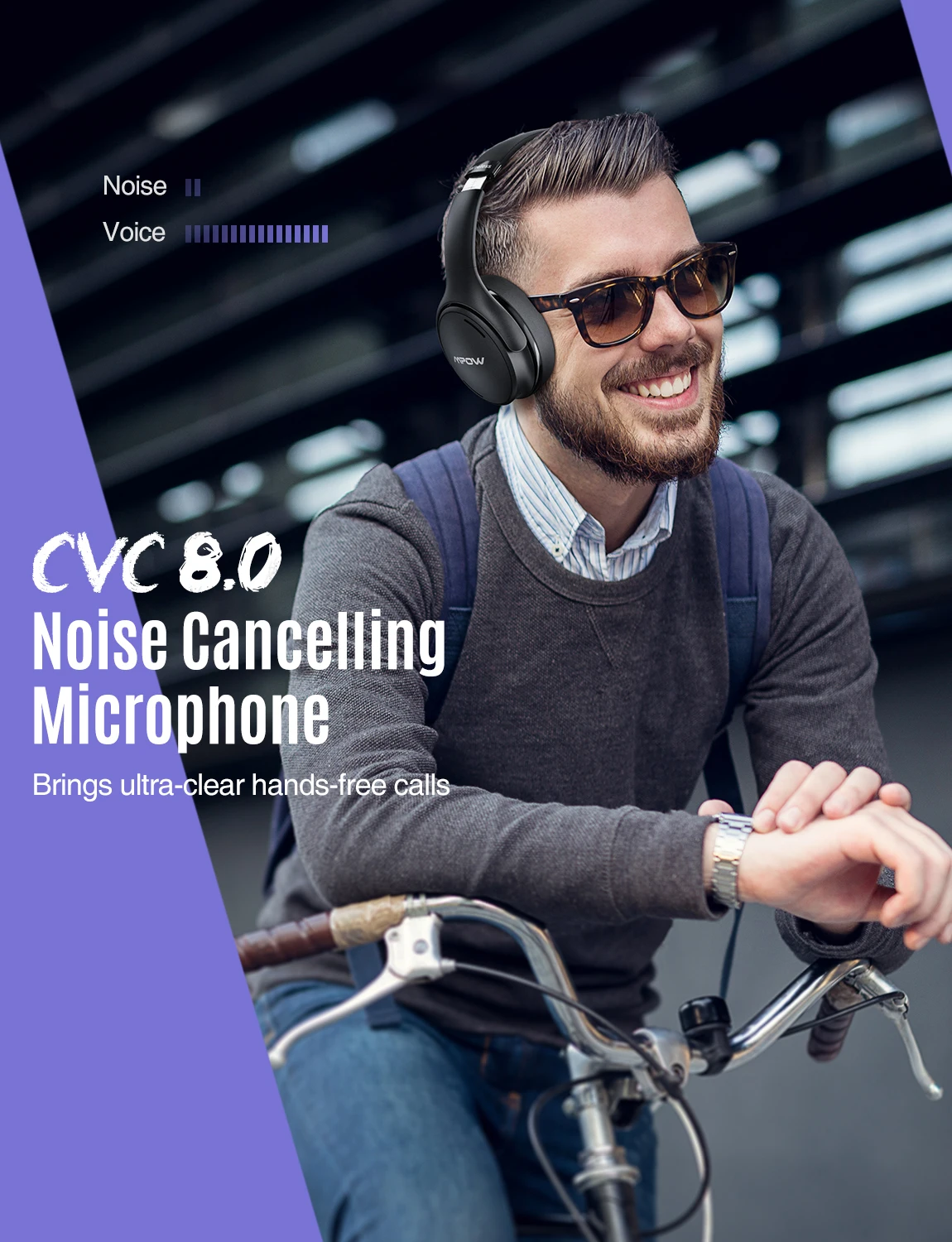 Mpow H19 IPO Bluetooth 5,0 активные наушники с шумоподавлением легкие беспроводные CVC 8,0 Mic 30 часов время воспроизведения Быстрая зарядка