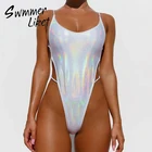 Бразильское бикини, стринги, купальники с высоким вырезом, женские голографические женские боди 2020, Цельный купальник, Женский Монокини со стрингами, Новинка