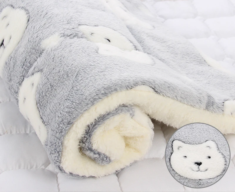 gray bear Супер мягкая кровать для питомца фланелевая бархатная плюс ПП хлопковая подушка для собаки кошки глубокий сон большая собачья Конура для щенка котенка кровать 6 размеров 8 цветов - Цвет: gray bear