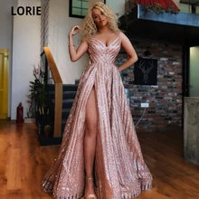 LORIE – Robe de soirée rose à paillettes, ligne a, tenue de soirée élégante et longue, style arabe, dubaï, 2021  (2)