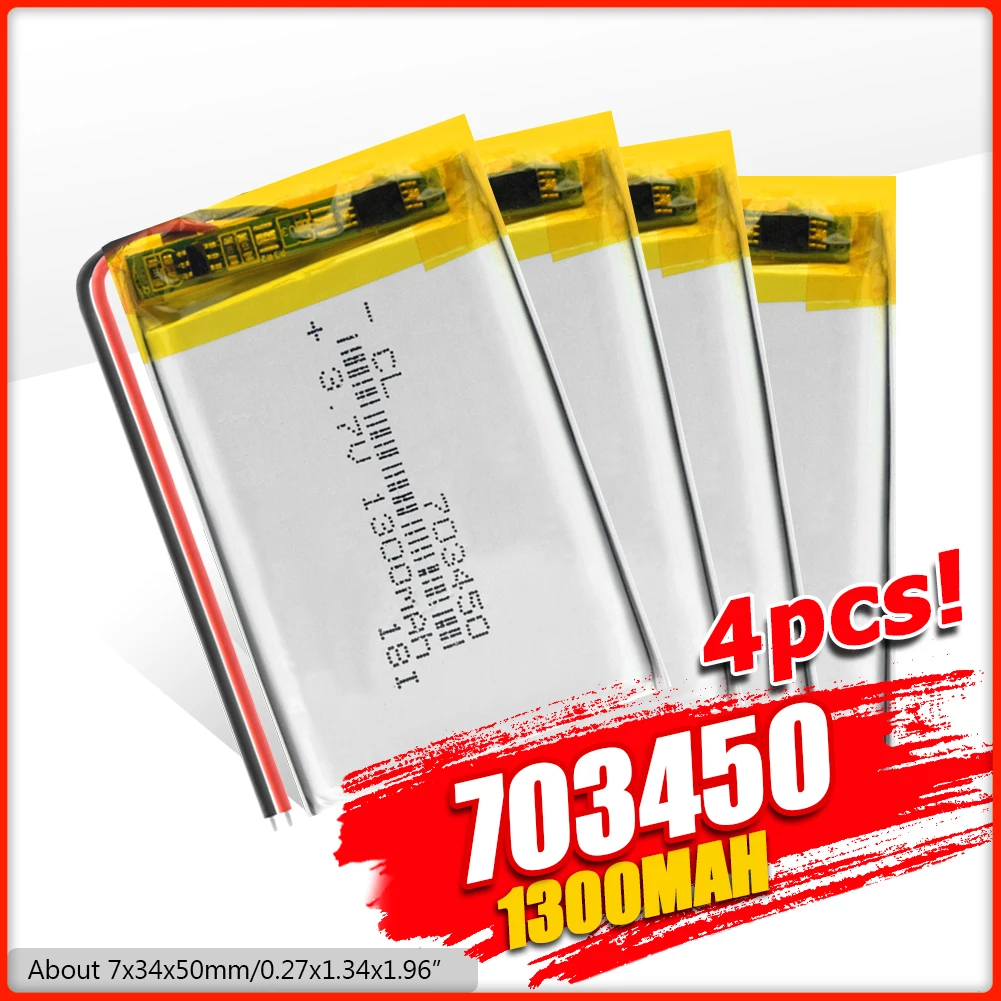 Перезаряжаемая литий полимерная батарея 1300mAh Li Po 703450 ионная Lipo cells для