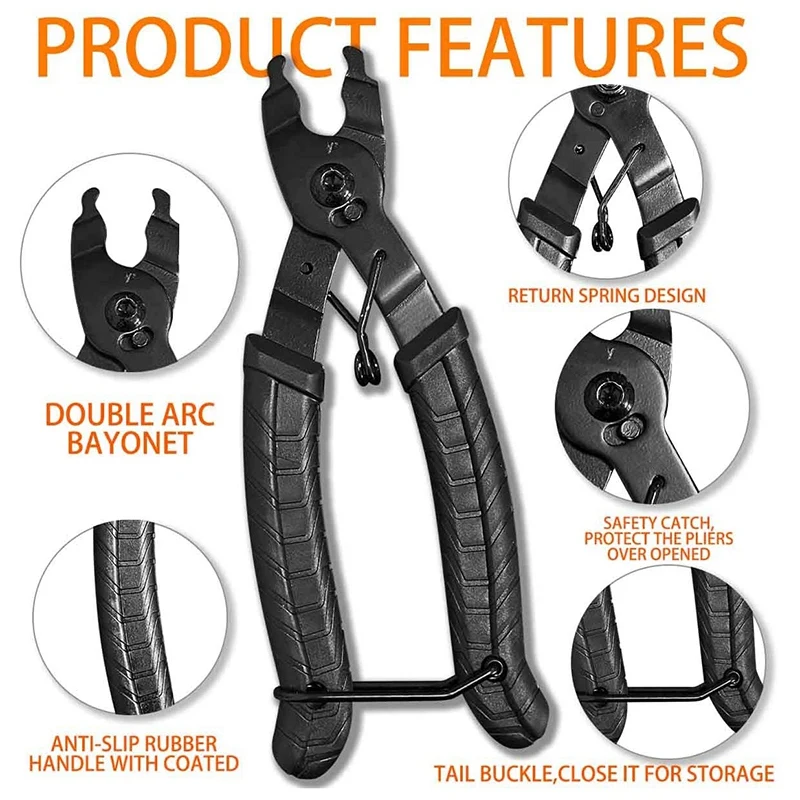 

Bike Chain Tool Kit with Bike Link Plier + Chain Breaker Splitter Tool + Chain Checker + 3 Pairs Bicycle Missing Links
