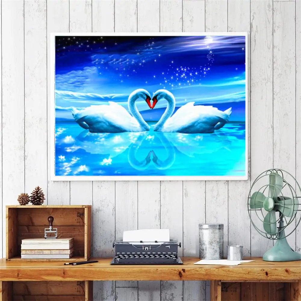 Алмазная живопись лебедя полный круг картина с животным алмазная вышивка стразы