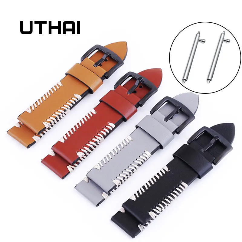 

UTHAI P07 20mm Watch Strap Classic Calf Leather 22mm Watch Band With Leather Watch Strap Switch ear Watchbands Free shipping