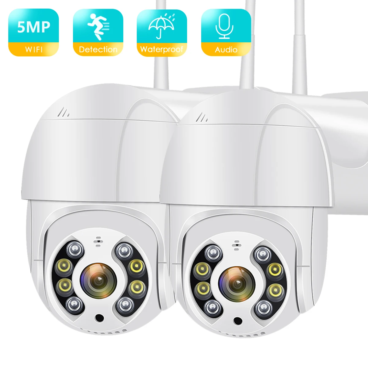 

5MP PTZ WiFi Camera Motion Two Voice Alert Human Detection Outdoor IP Camera Audio IR Night Vision Video CCTV Surveillan
