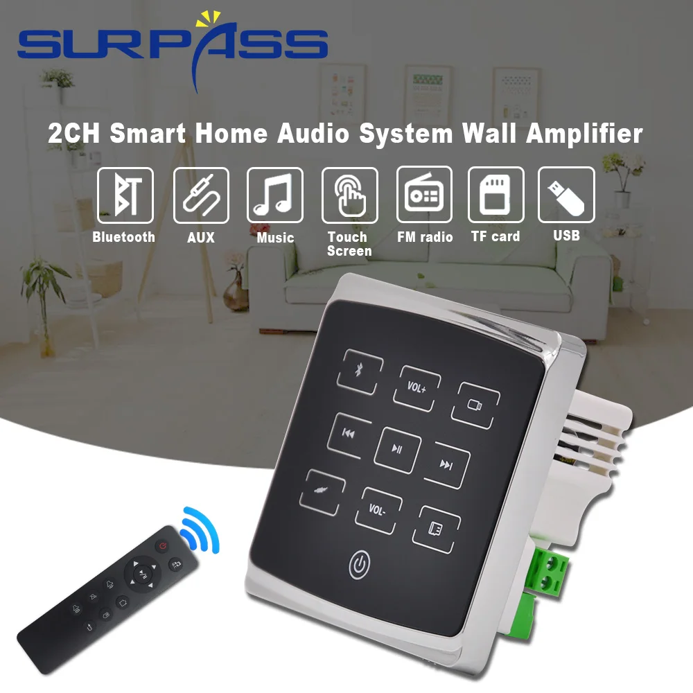 2 канальная аудиосистема для умного дома миниатюрный настенный усилитель с Bluetooth
