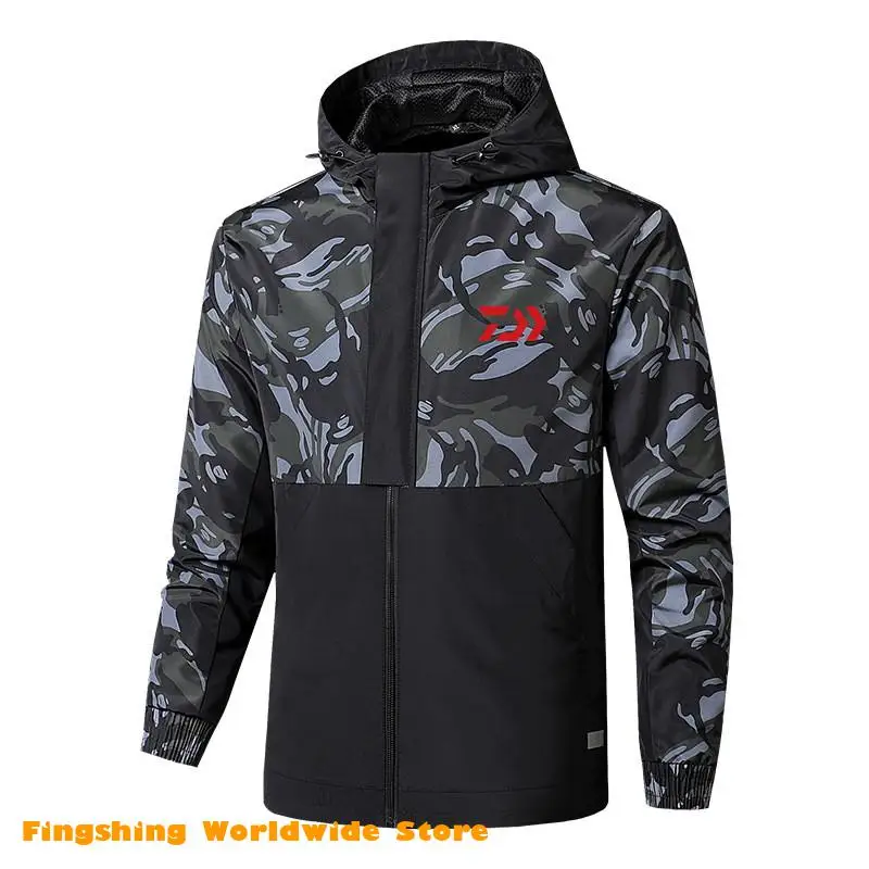 

2020 DAIWA Fishing Clothing Men Long Sleeve Hooded Camouflage Plus Size Waterproof Camping Fishing Shirts DAWA Fishing Jackets