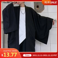 2021 men black cardigan shirts casual open stitch outwear man trench long sleeve long coats fashion japanese style yukata tops