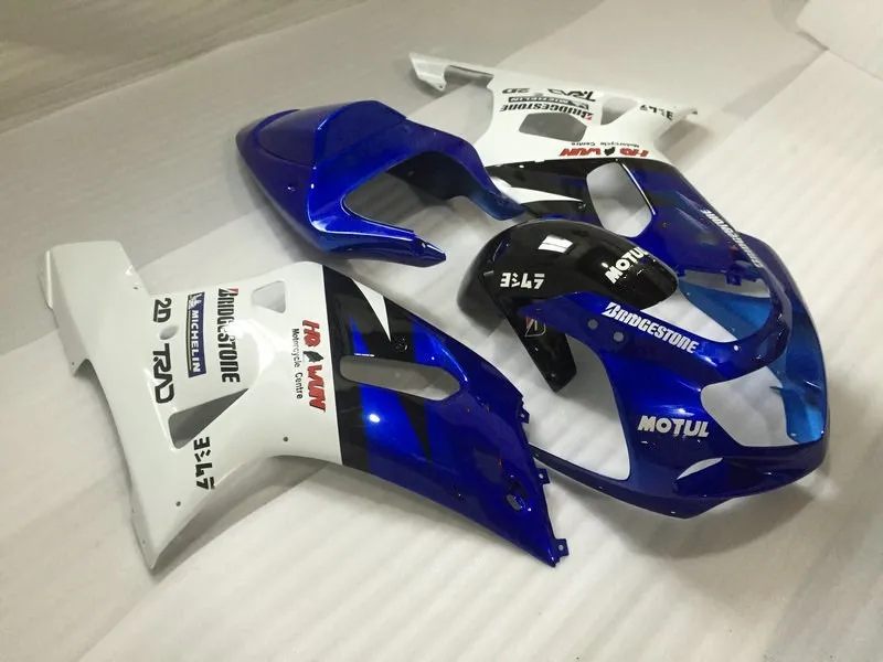 Набор обтекателей для GSXR600 750 K1 01 02 03 GSXR 600 GSXR750 2001 2002 2003 белый синий Обтекатели