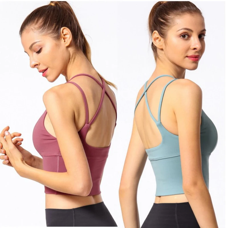 

Tops Women Sexy Back Cross Strappy Sports Bra High Impact Gym Bra Top Sport Female GYM Comfy Longline Yoga Fitness Crop Top
