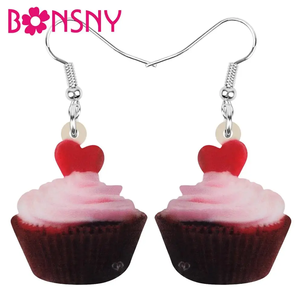 Акриловые серьги Bonsny в форме сердца торта капли животных украшение на День