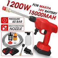 1200w 18v cordless washer high pressure spray water gun with 15000mah battery car wash cleaning machine for makita battery