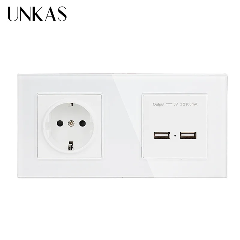 UNKAS ЕС электрическая розетка с зарядное устройство для автомобиля двумя портами