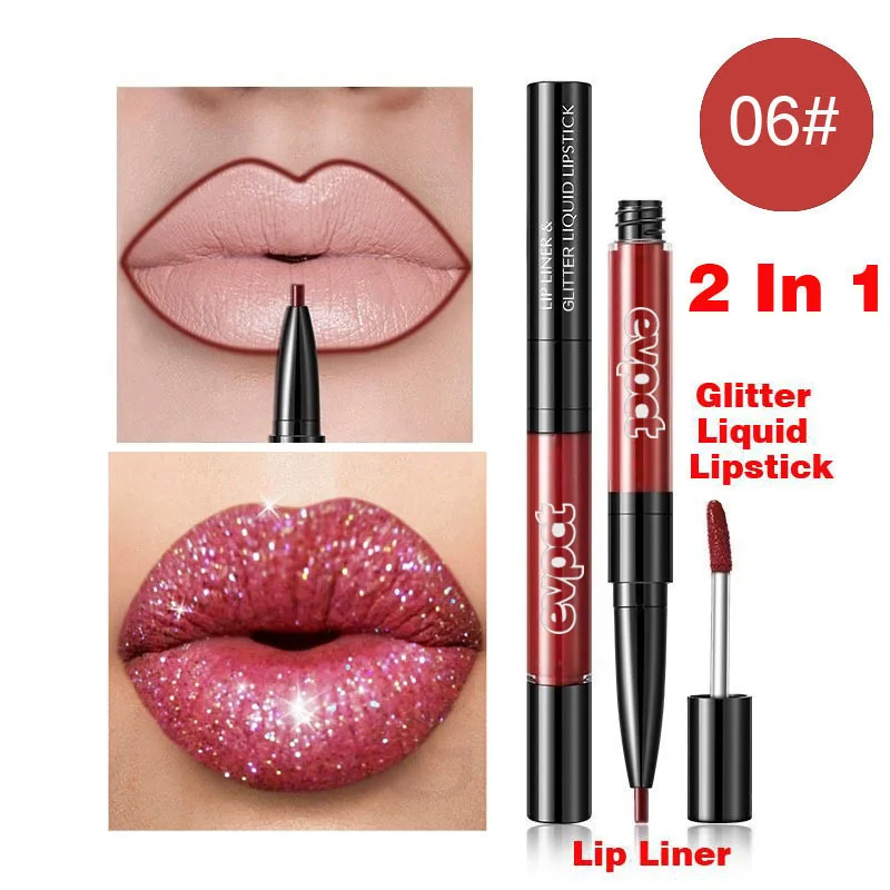 

Double-headed Diamond Lip Gloss Waterproof Long-lasting Non-stick Makeup Lipstick Lips Liner Pencil