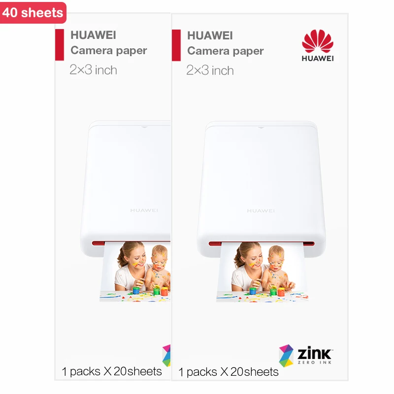 40 sheets huawei AR портативный карманный принтер для фотографий Zink DIY поделитесь бумагой Bluetooth 4,1 20 в упаковке - Цвет: 40 sheets