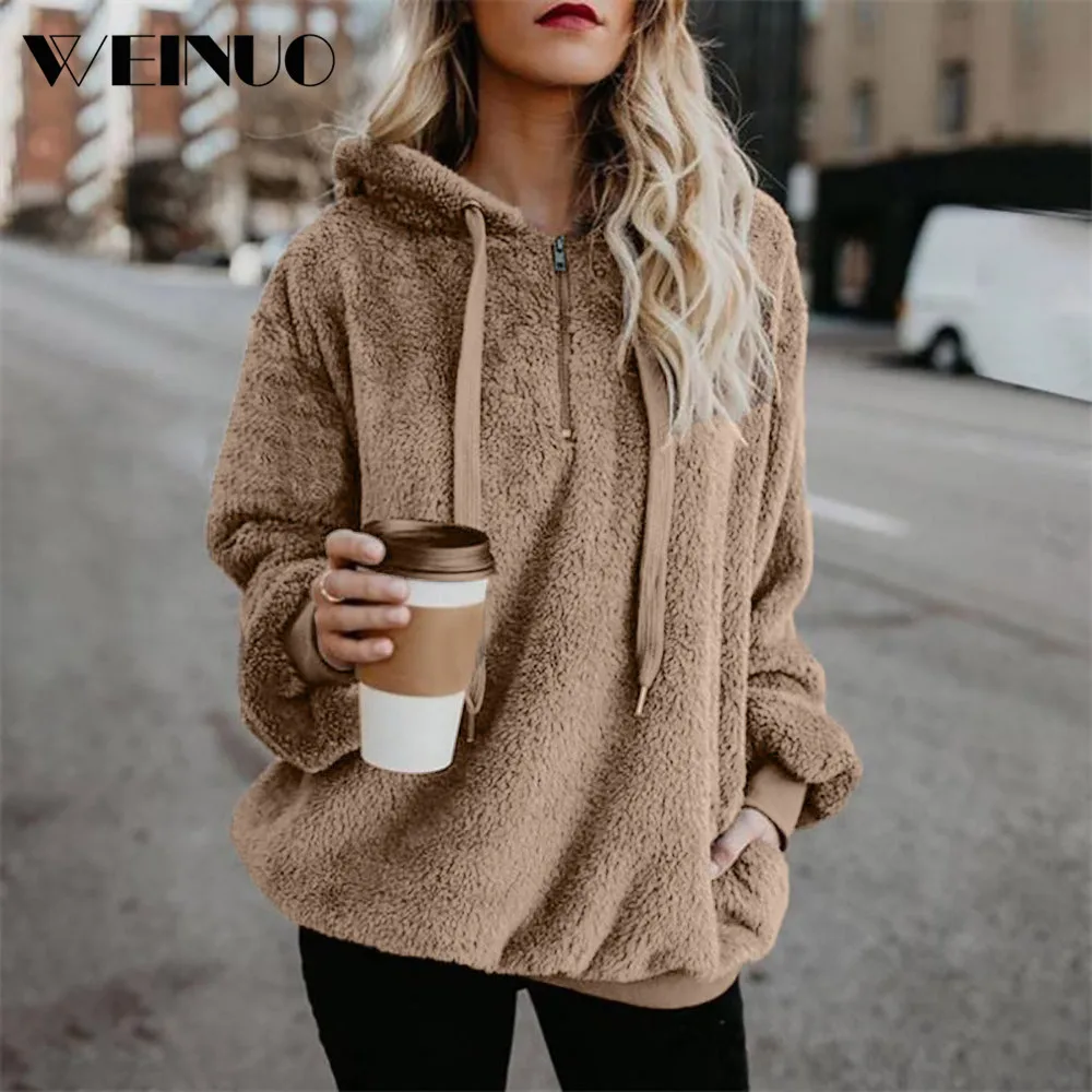 Блузка женская блузка 2019Top толстовка с капюшоном зимнее теплое шерстяное пальто