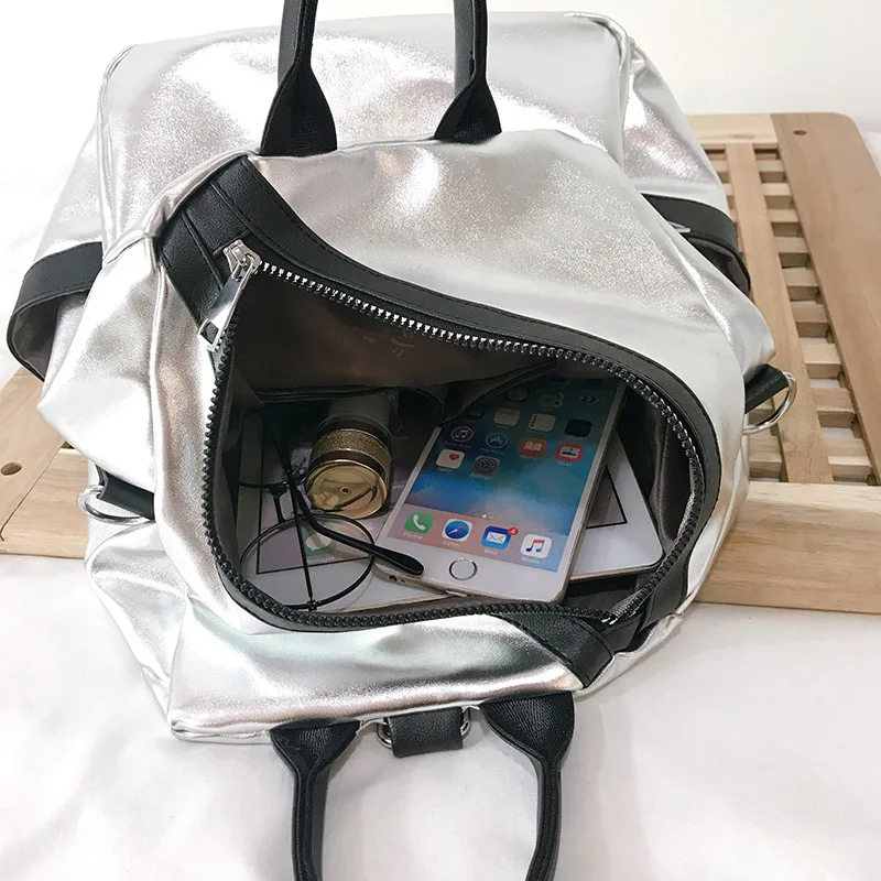 

Women Backpacks Silver Tide Brand Girl School Bag Travel Multifunction Backpack Leather Waterproof Women Bag Luxury Shoulder Bag